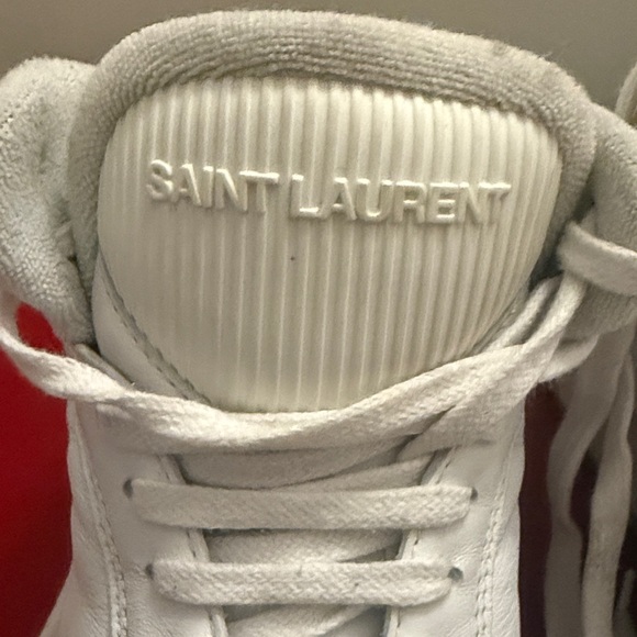Saint Laurent White Lace-Up High-Tops - Picture 2 of 5